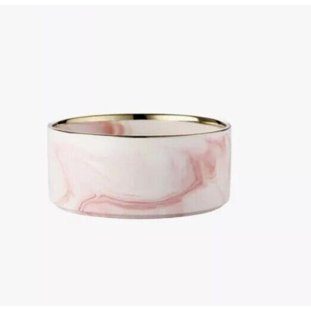 Pink White Marble Swirl Pet Bowl Water Food Dog Set Ceramic - Picture 7 of 7